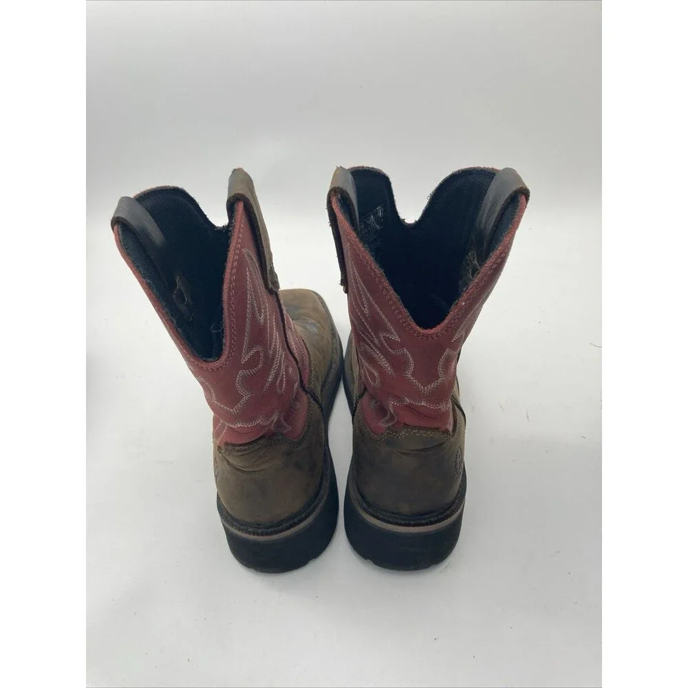 Hytest Women's US Size 6.5 Safety Steel Toe Brown/Red Cowgirl Work Boots K17122 - Picture 3 of 5